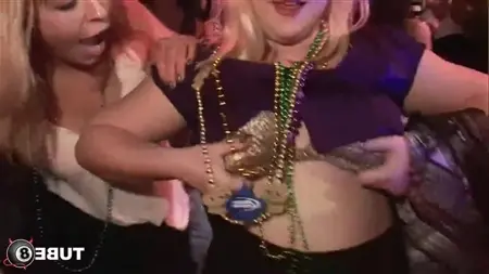 Tits and beads on satisfied girls